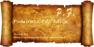 Podwinetz Fülöp névjegykártya